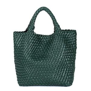 JINMANXUE Dark Green Woven Tote Bag for Women