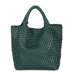 JINMANXUE Dark Green Woven Tote Bag for Women