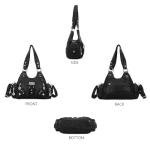 Angel Kiss Black Leather Small Hobo Shoulder Bag
