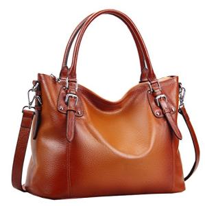 HESHE Leather Tote and Crossbody Handbag for Women