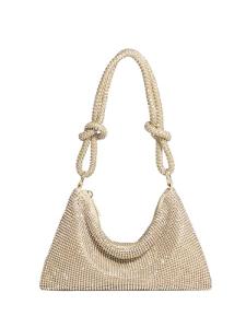 YUWITA Gold Glitter Rhinestone Evening Purse