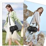 Angel Kiss Black Leather Small Hobo Shoulder Bag