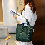JINMANXUE Dark Green Woven Tote Bag for Women
