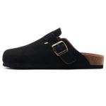 VIVASUN Suede Clogs with Cork Footbed, Black
