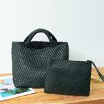 JINMANXUE Dark Green Woven Tote Bag for Women