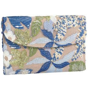 XquiziFit Beaded Floral Evening Clutch in Blue