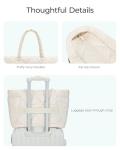 BAGSMART Beige Puffy Tote Bag for Women