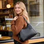 Chic Black Vegan Leather Hobo Bag for Women