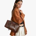 Brown Vintage Hobo Shoulder Bag with Pendant