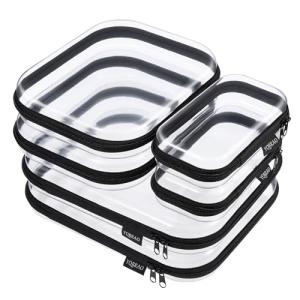 6 Pack Clear Zipper Cases for Travel & Storage