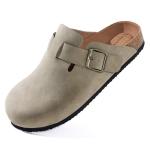VIVASUN Grey Suede Clogs with Arch Support