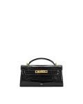 JW PEI Noor Black Croc Top Handle Bag