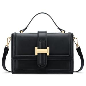KKXIU Black Vegan Leather Crossbody Bag for Women