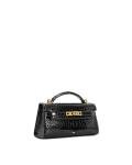 JW PEI Noor Black Croc Top Handle Bag