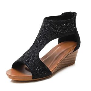 WOJWSKI Women's Open Toe Wedge Sandals