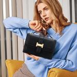 KKXIU Black Vegan Leather Crossbody Bag for Women