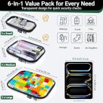 6 Pack Clear Zipper Cases for Travel & Storage