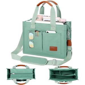 KKXIU Green Large Canvas Tote Bag with Zipper