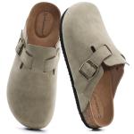 VIVASUN Grey Suede Clogs with Arch Support