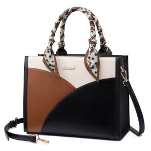 LOVEVOOK Leather Tote Bag with Stylish Scarf