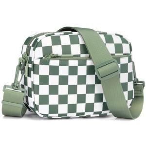 Cute Checkered Crossbody Bag for Women in Green