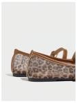 Leopard Print Square-Toe Maryjane Ballet Flats