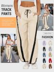 Fisoew Women's Casual Wide Leg Y2K Track Pants