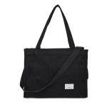 Valleycomfy Black Corduroy Tote Bag for Women