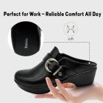 Hodrmios Women's Comfortable Black Slip-On Mules