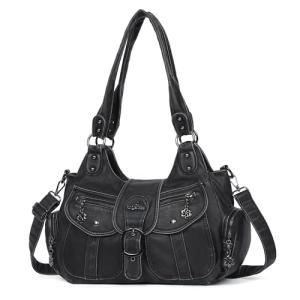Angel Kiss Black Vegan Leather Hobo Bag