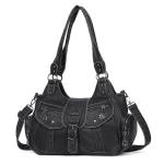 Angel Kiss Black Vegan Leather Hobo Bag