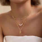 Dainty Gold Letter Pendant Necklace for Women