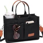 Stylish Black Canvas Tote Bag with Compartments