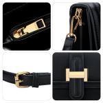 KKXIU Black Vegan Leather Crossbody Bag for Women