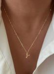 Dainty Gold Letter Pendant Necklace for Women