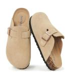 Meik Mangni Women's Soft Leather Clogs - Khaki