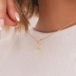 Dainty Gold Letter Pendant Necklace for Women