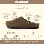 CUSHIONAIRE Women's Suede Slip-On Clogs, Dark Taupe