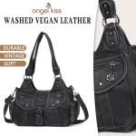 Angel Kiss Black Vegan Leather Hobo Bag