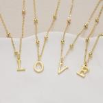 Dainty Gold Letter Pendant Necklace for Women