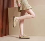 Meik Mangni Women's Soft Leather Clogs - Khaki