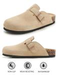 Meik Mangni Women's Soft Leather Clogs - Khaki