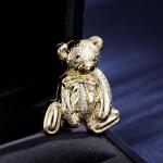 Gold Bear Brooch Pins with Bowknot for Women