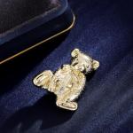 Gold Bear Brooch Pins with Bowknot for Women