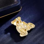 Gold Bear Brooch Pins with Bowknot for Women