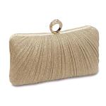 Rhinestone Pleated Evening Clutch in Gold