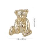 Gold Bear Brooch Pins with Bowknot for Women