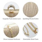 Rhinestone Pleated Evening Clutch in Gold