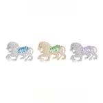 14K Gold Lion Brooch with Moissanite and Pearl