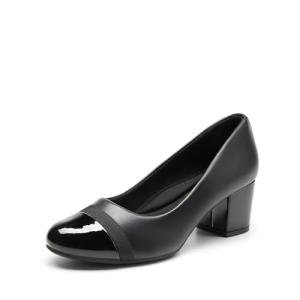 Sleek Black Low Block Heel Pumps for Women